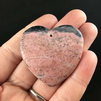 Heart Shaped Rhodonite Stone Jewelry Pendant #JLzvXk2CJTY
