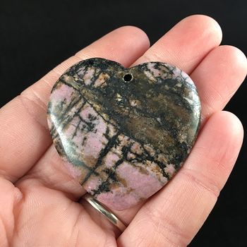 Heart Shaped Rhodonite Stone Jewelry Pendant #nDaRmWpKGj0