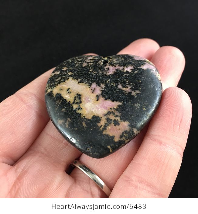 Heart Shaped Rhodonite Stone Jewelry Pendant - #D9l5rQ7NvME-2