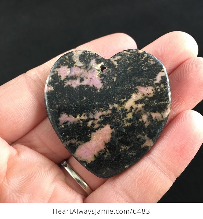 Heart Shaped Rhodonite Stone Jewelry Pendant - #D9l5rQ7NvME-6