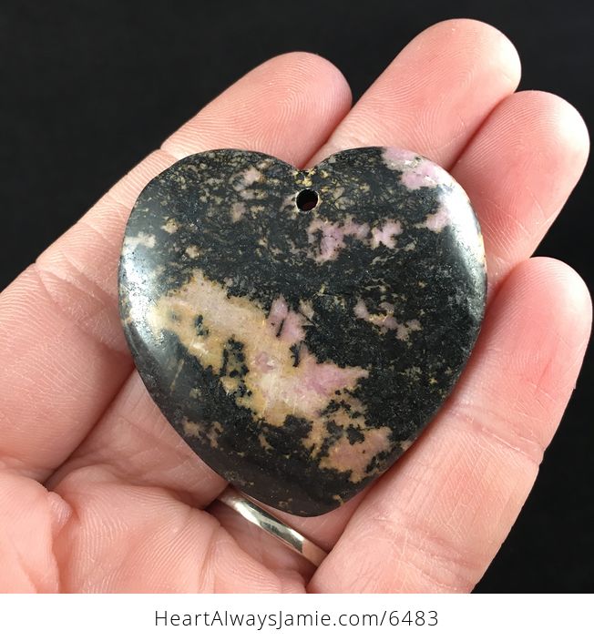 Heart Shaped Rhodonite Stone Jewelry Pendant - #D9l5rQ7NvME-1