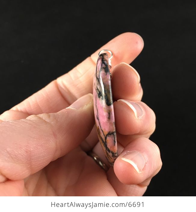 Heart Shaped Rhodonite Stone Jewelry Pendant - #jDN502jctSQ-5