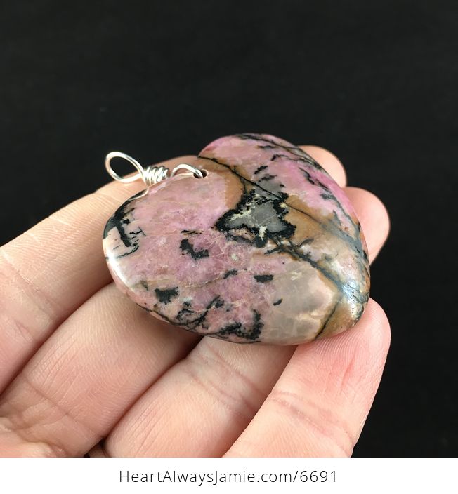Heart Shaped Rhodonite Stone Jewelry Pendant - #jDN502jctSQ-4