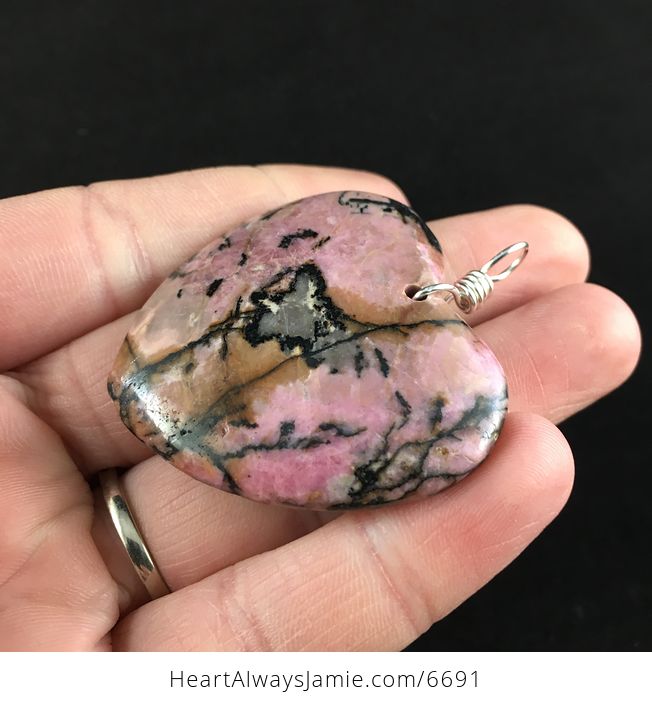 Heart Shaped Rhodonite Stone Jewelry Pendant - #jDN502jctSQ-3