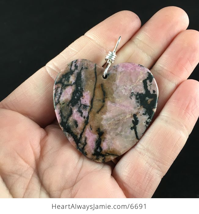 Heart Shaped Rhodonite Stone Jewelry Pendant - #jDN502jctSQ-6