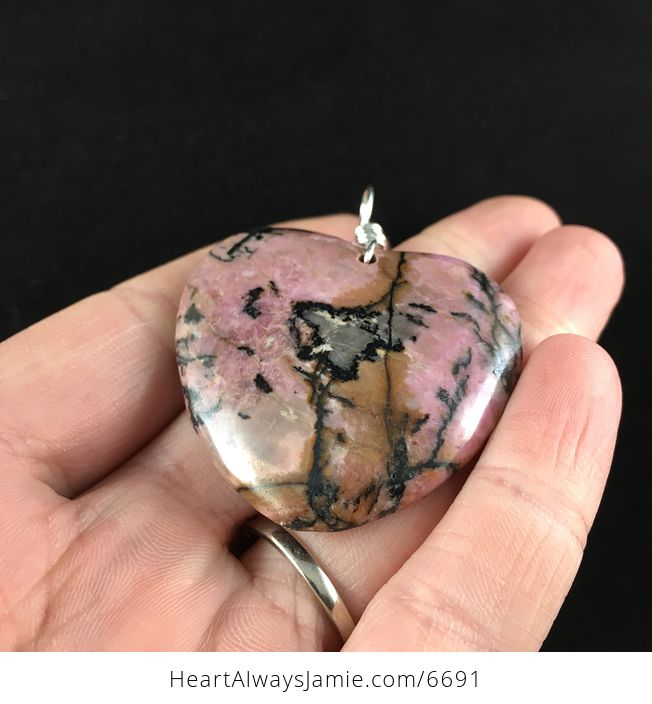 Heart Shaped Rhodonite Stone Jewelry Pendant - #jDN502jctSQ-2