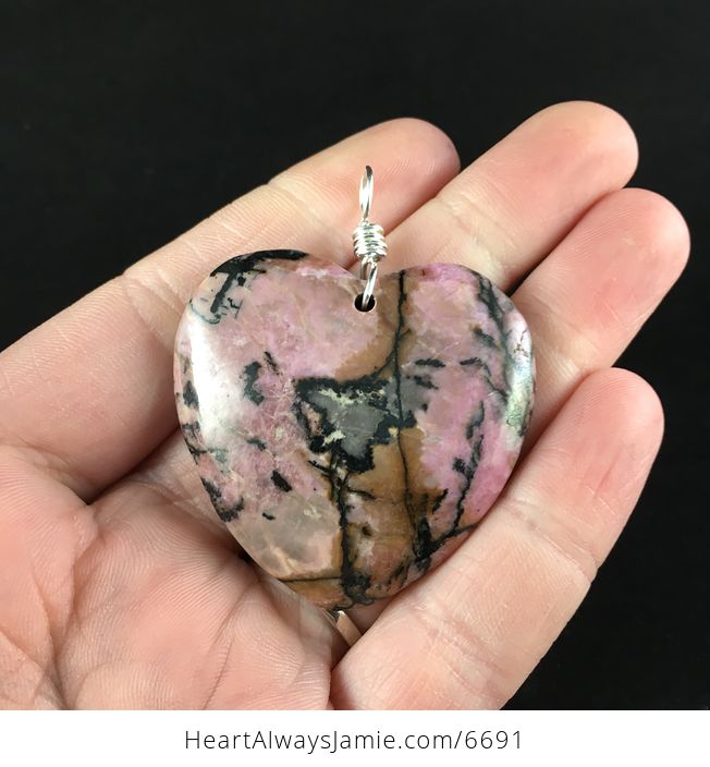 Heart Shaped Rhodonite Stone Jewelry Pendant - #jDN502jctSQ-1
