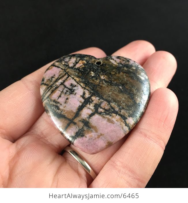 Heart Shaped Rhodonite Stone Jewelry Pendant - #nDaRmWpKGj0-2