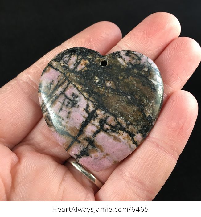 Heart Shaped Rhodonite Stone Jewelry Pendant - #nDaRmWpKGj0-1