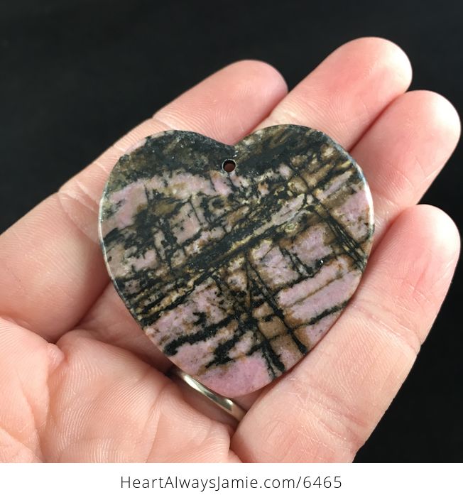 Heart Shaped Rhodonite Stone Jewelry Pendant - #nDaRmWpKGj0-6