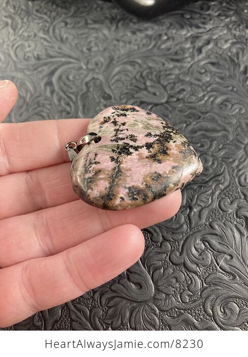 Heart Shaped Rhodonite Stone Jewelry Pendant - #nNYZZyJh3dk-3