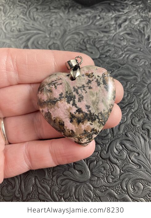 Heart Shaped Rhodonite Stone Jewelry Pendant - #nNYZZyJh3dk-4