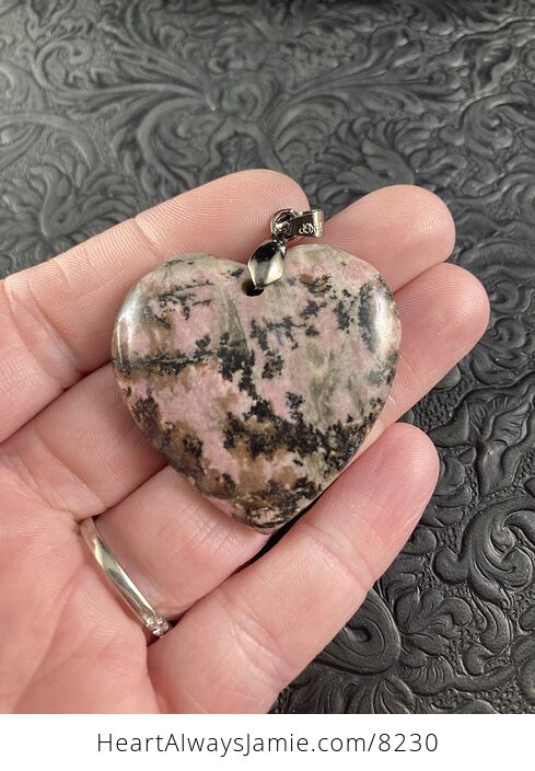 Heart Shaped Rhodonite Stone Jewelry Pendant - #nNYZZyJh3dk-1