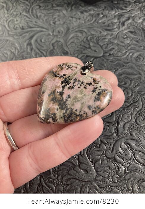 Heart Shaped Rhodonite Stone Jewelry Pendant - #nNYZZyJh3dk-2