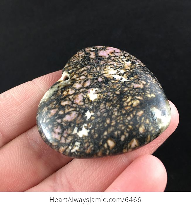 Heart Shaped Rhodonite Stone Jewelry Pendant - #wWsOrQGwK0g-4