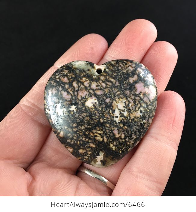 Heart Shaped Rhodonite Stone Jewelry Pendant - #wWsOrQGwK0g-1