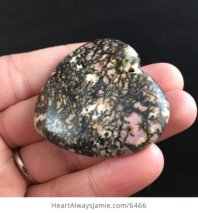 Heart Shaped Rhodonite Stone Jewelry Pendant - #wWsOrQGwK0g-3