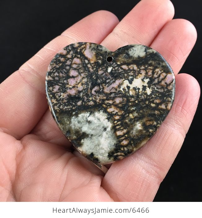 Heart Shaped Rhodonite Stone Jewelry Pendant - #wWsOrQGwK0g-6