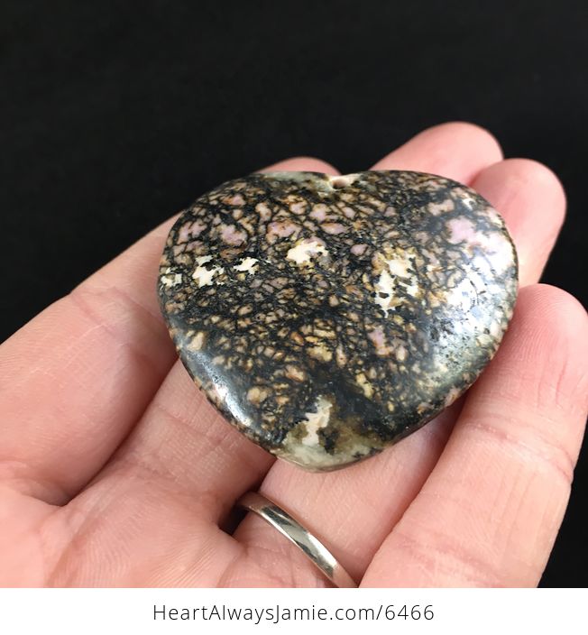 Heart Shaped Rhodonite Stone Jewelry Pendant - #wWsOrQGwK0g-2