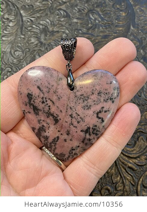 Heart Shaped Rhodonite Stone Jewelry Pendant Crystal - #PC3VTDLqd6o-1