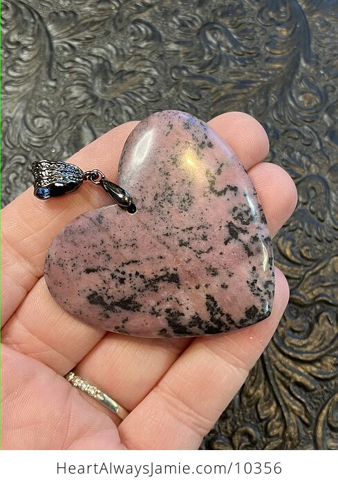 Heart Shaped Rhodonite Stone Jewelry Pendant Crystal - #PC3VTDLqd6o-2