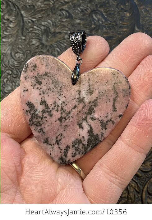 Heart Shaped Rhodonite Stone Jewelry Pendant Crystal - #PC3VTDLqd6o-4