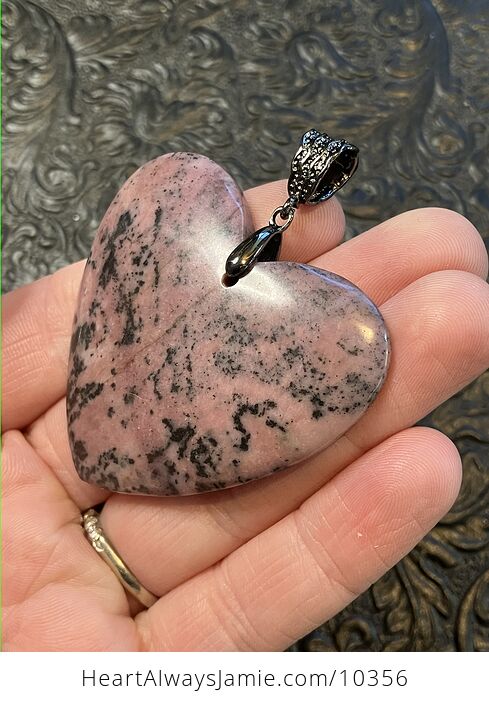 Heart Shaped Rhodonite Stone Jewelry Pendant Crystal - #PC3VTDLqd6o-3