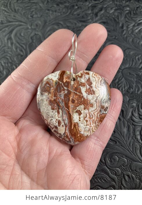 Heart Shaped Rosetta Jasper Stone Jewelry Pendant - #cUEPmWDNmgs-1