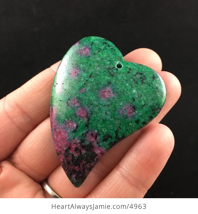 Heart Shaped Ruby in Fuchsite Stone Jewelry Pendant - #S6oWD4kk91c-3