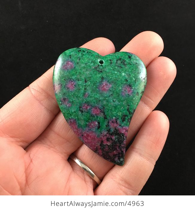 Heart Shaped Ruby in Fuchsite Stone Jewelry Pendant - #S6oWD4kk91c-1