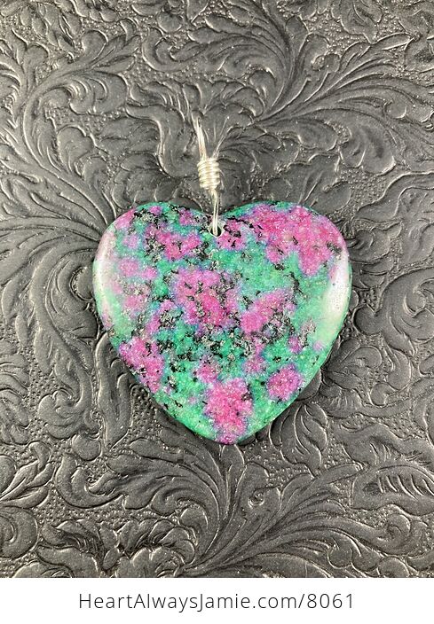 Heart Shaped Ruby in Zoisite Anyolite Stone Jewelry Pendant Necklace - #ImEB8PJ2AqE-5
