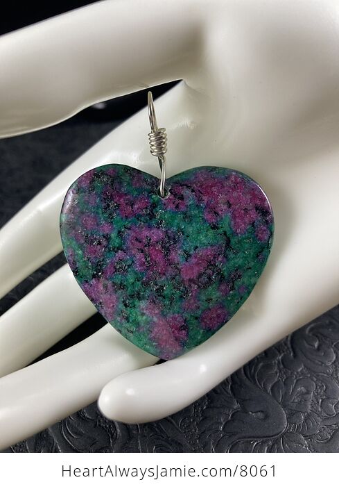 Heart Shaped Ruby in Zoisite Anyolite Stone Jewelry Pendant Necklace - #ImEB8PJ2AqE-7