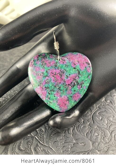 Heart Shaped Ruby in Zoisite Anyolite Stone Jewelry Pendant Necklace - #ImEB8PJ2AqE-6