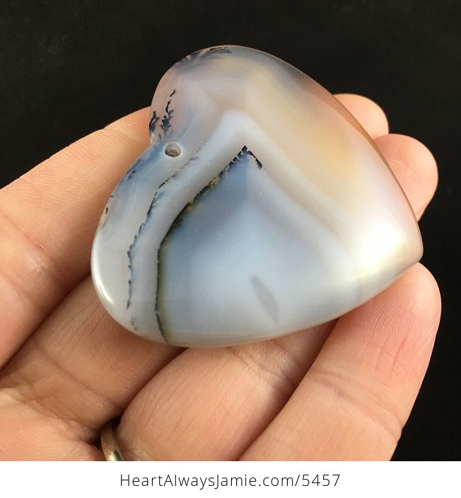Heart Shaped Scenic Agate Stone Jewelry Pendant - #X063V46NxQ0-4