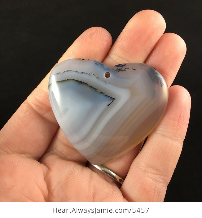 Heart Shaped Scenic Agate Stone Jewelry Pendant - #X063V46NxQ0-1