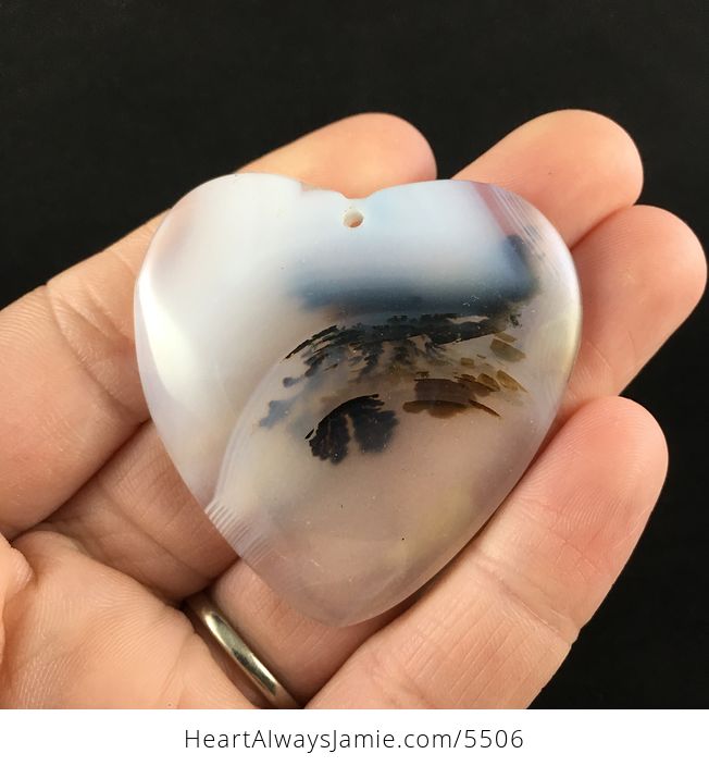 Heart Shaped Scenic Agate Stone Jewelry Pendant - #mNQpEdWnALY-1