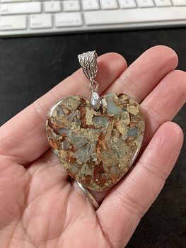 Heart Shaped Sea Sediment Jasper Stone Jewelry Pendant #wJn1Kzj6pMw