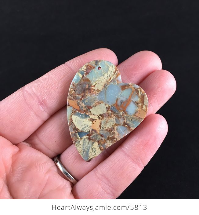 Heart Shaped Sea Sediment Jasper Stone Jewelry Pendant - #jVjMpn0CzhQ-7