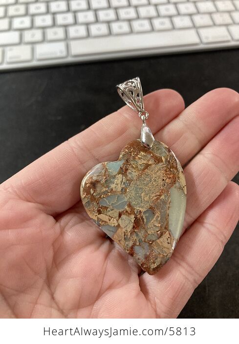 Heart Shaped Sea Sediment Jasper Stone Jewelry Pendant - #jVjMpn0CzhQ-1