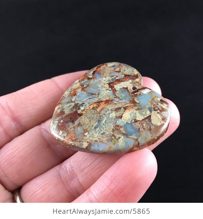 Heart Shaped Sea Sediment Jasper Stone Jewelry Pendant - #wJn1Kzj6pMw-4