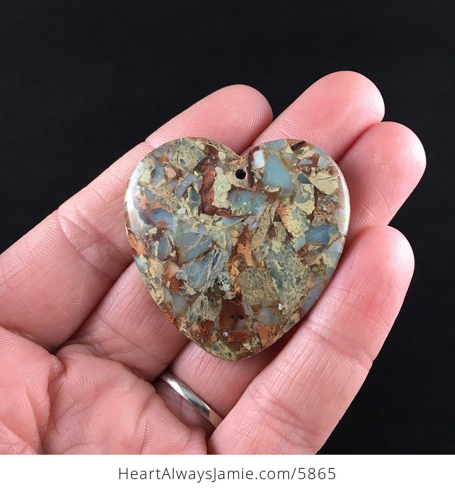 Heart Shaped Sea Sediment Jasper Stone Jewelry Pendant - #wJn1Kzj6pMw-2