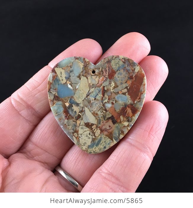 Heart Shaped Sea Sediment Jasper Stone Jewelry Pendant - #wJn1Kzj6pMw-7