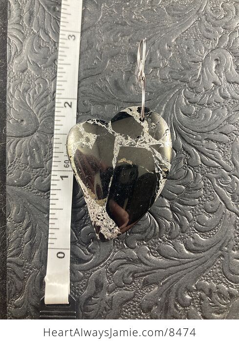Heart Shaped Silver and Black Jasper Stone Jewelry Pendant Ornament - #RCZEsEtyYRk-5