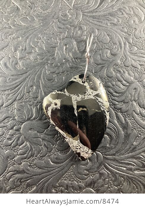 Heart Shaped Silver and Black Jasper Stone Jewelry Pendant Ornament - #RCZEsEtyYRk-4