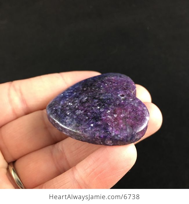 Heart Shaped Sparkly Lepidolite Stone Jewelry Pendant - #6UV1exaACW0-3