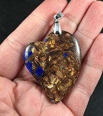 Heart Shaped Synthetic Blue Copper Bornite Stone Pendant #FcKUaJuZXlk