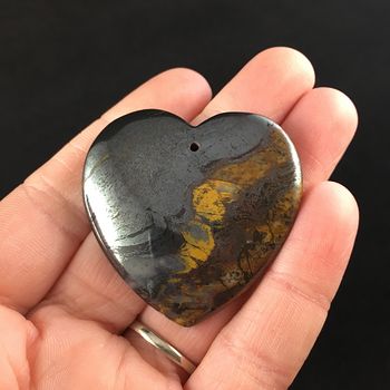 Heart Shaped Tiger Iron Stone Jewelry Pendant #0DpyL0k5MfI