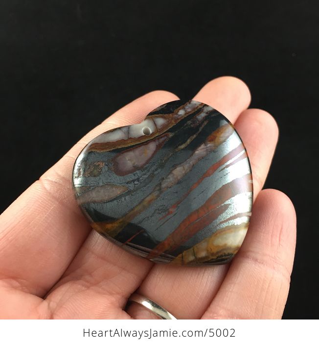 Heart Shaped Tiger Iron Stone Jewelry Pendant - #7rlhkRjv0hQ-3
