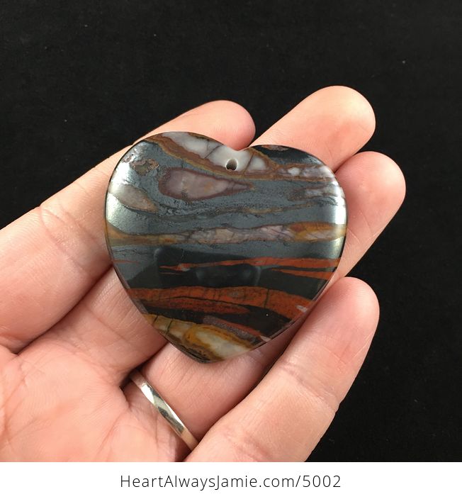Heart Shaped Tiger Iron Stone Jewelry Pendant - #7rlhkRjv0hQ-1