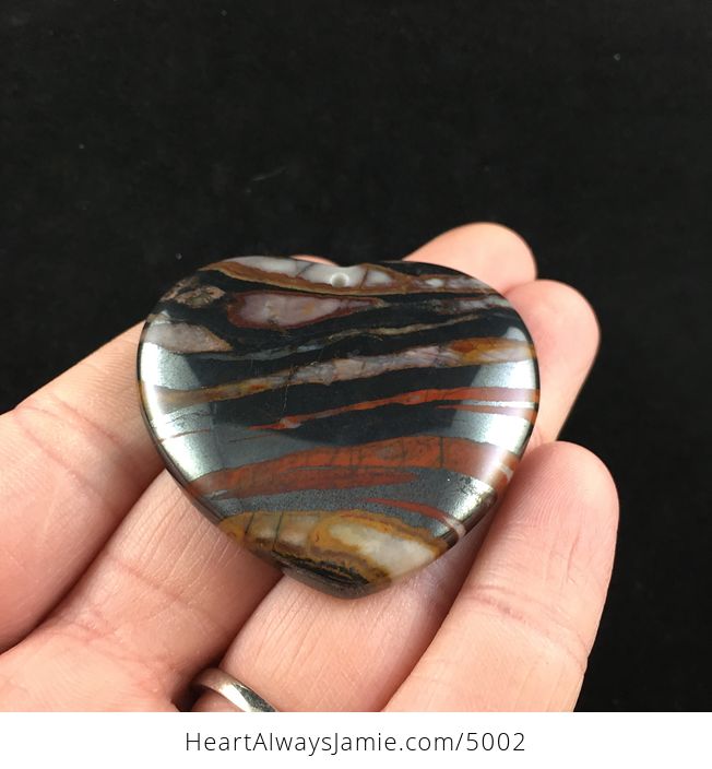 Heart Shaped Tiger Iron Stone Jewelry Pendant - #7rlhkRjv0hQ-2